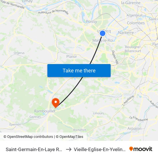 Saint-Germain-En-Laye RER to Vieille-Eglise-En-Yvelines map