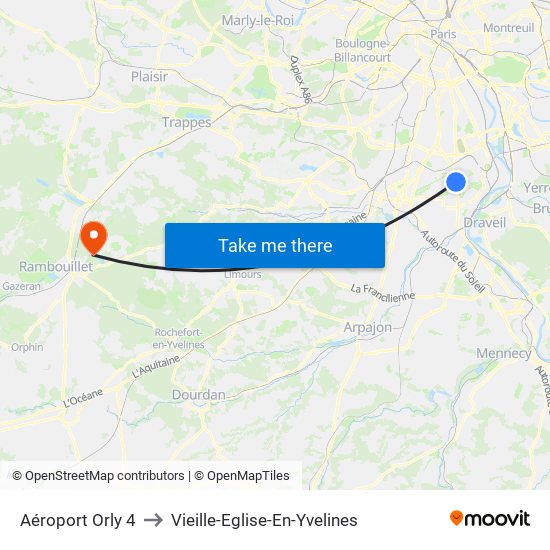 Aéroport Orly 4 to Vieille-Eglise-En-Yvelines map