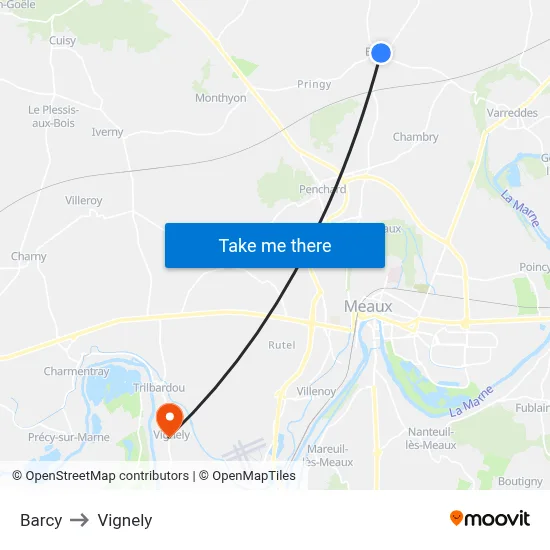 Barcy to Vignely map