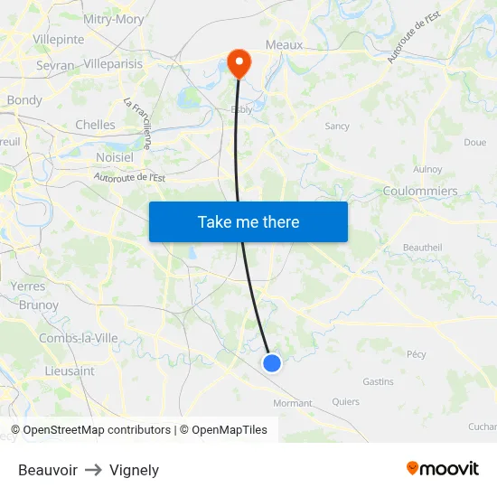 Beauvoir to Vignely map