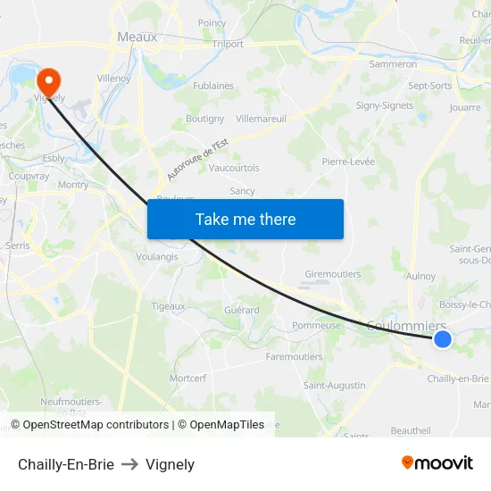 Chailly-En-Brie to Vignely map