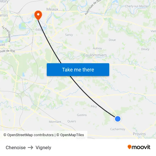 Chenoise to Vignely map