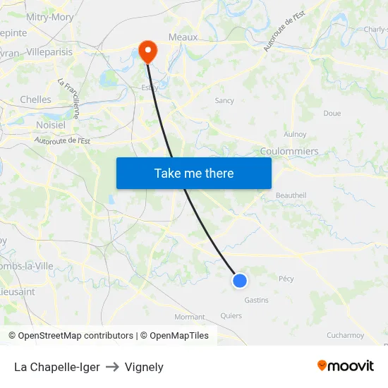 La Chapelle-Iger to Vignely map