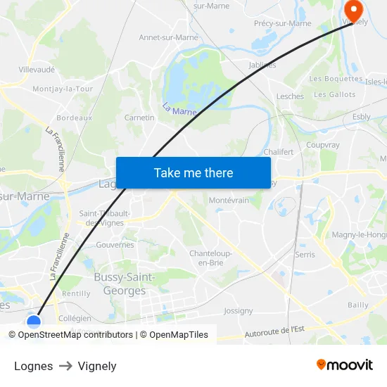 Lognes to Vignely map