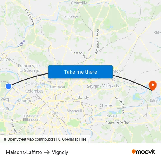 Maisons-Laffitte to Vignely map