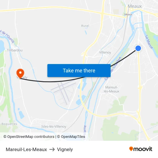 Mareuil-Les-Meaux to Vignely map