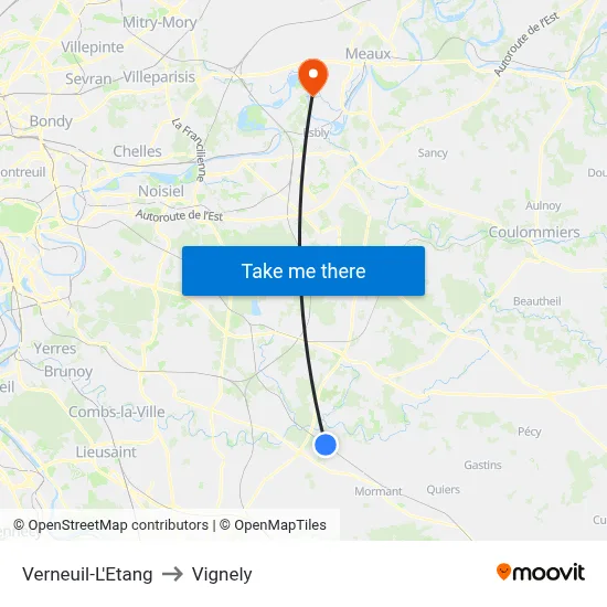 Verneuil-L'Etang to Vignely map