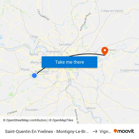 Saint-Quentin En Yvelines - Montigny-Le-Bretonneux to Vignely map