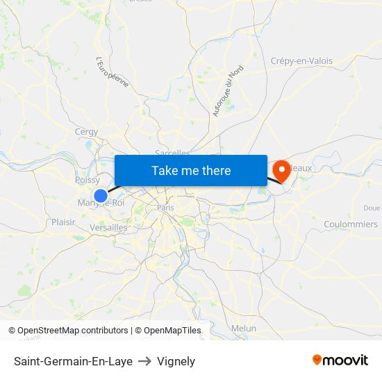 Saint-Germain-En-Laye to Vignely map