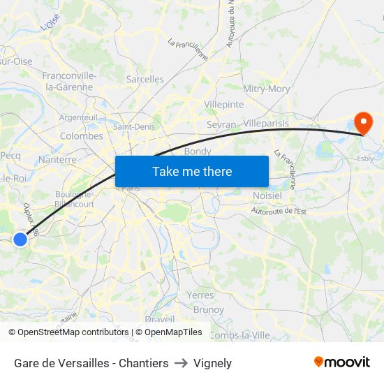 Gare de Versailles - Chantiers to Vignely map