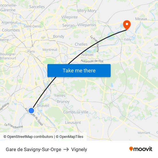 Gare de Savigny-Sur-Orge to Vignely map