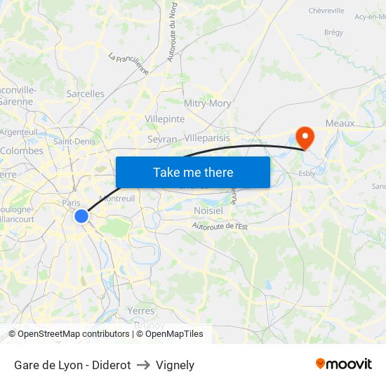 Gare de Lyon - Diderot to Vignely map