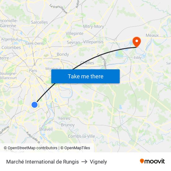Marché International de Rungis to Vignely map