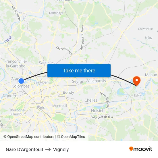 Gare D'Argenteuil to Vignely map