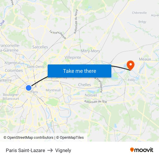 Paris Saint-Lazare to Vignely map