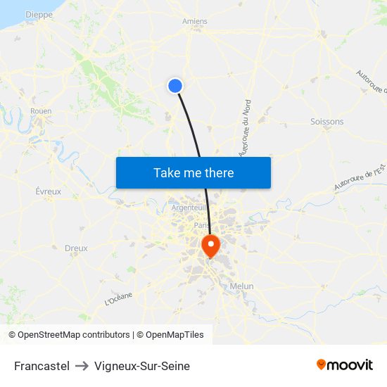 Francastel to Vigneux-Sur-Seine map