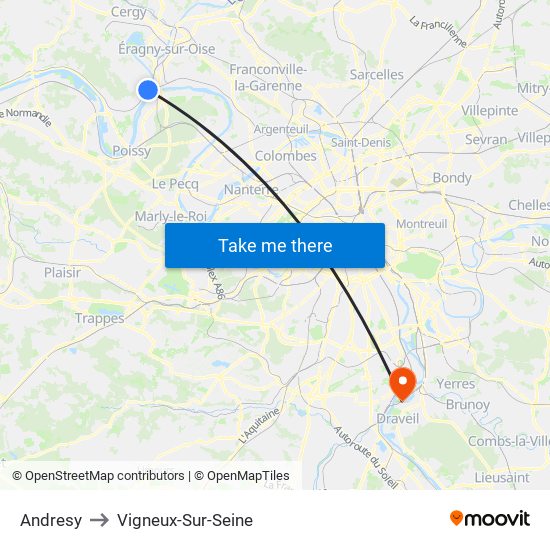 Andresy to Vigneux-Sur-Seine map