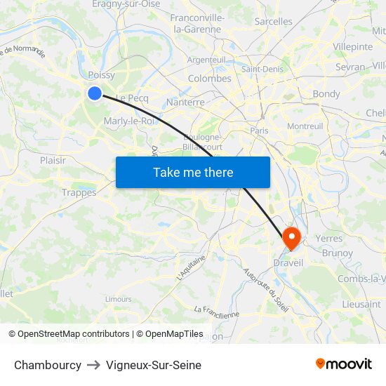 Chambourcy to Vigneux-Sur-Seine map