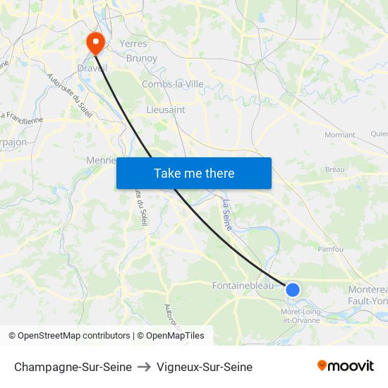 Champagne-Sur-Seine to Vigneux-Sur-Seine map