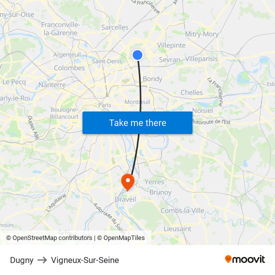 Dugny to Vigneux-Sur-Seine map