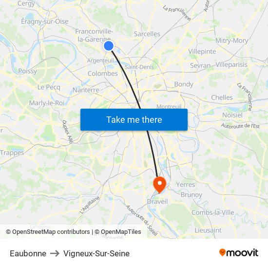 Eaubonne to Vigneux-Sur-Seine map