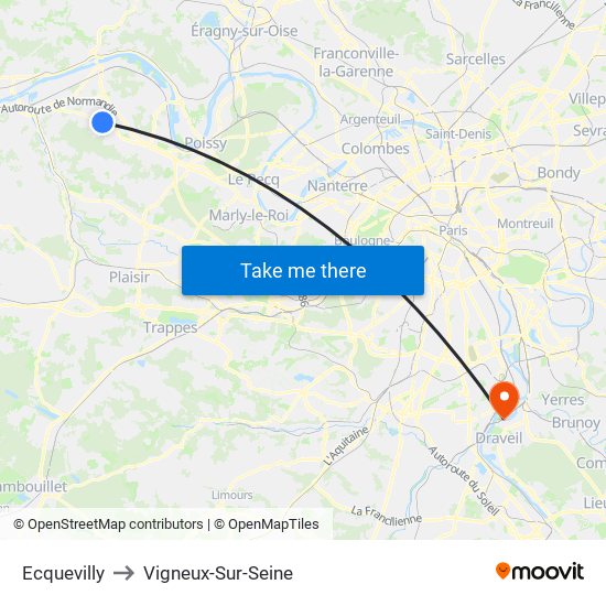 Ecquevilly to Vigneux-Sur-Seine map