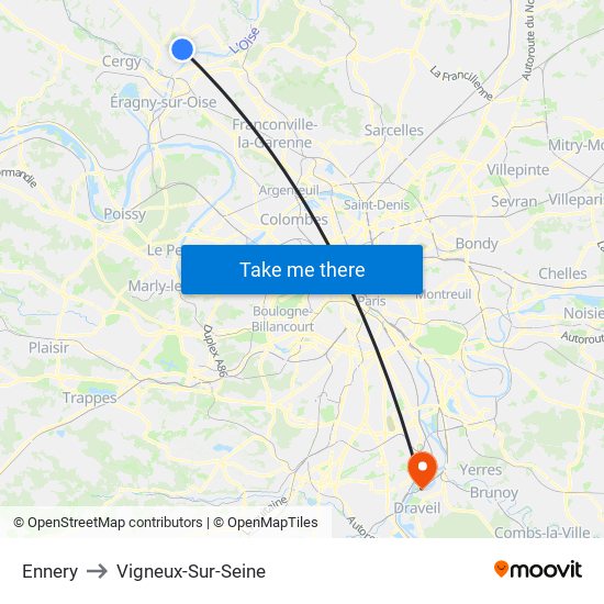 Ennery to Vigneux-Sur-Seine map