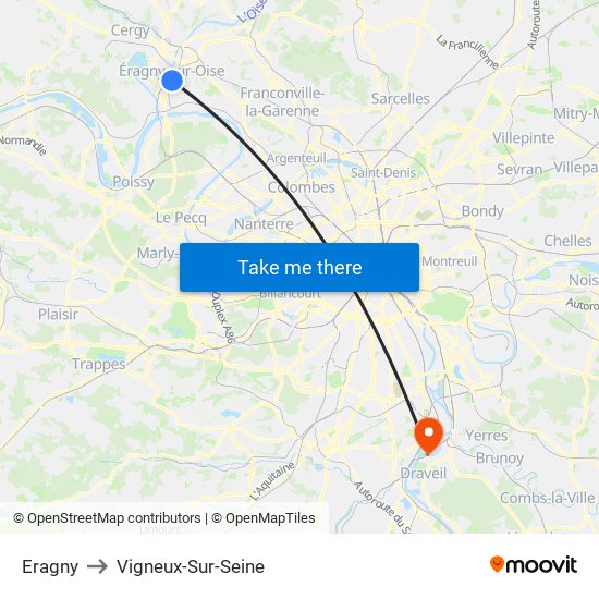 Eragny to Vigneux-Sur-Seine map