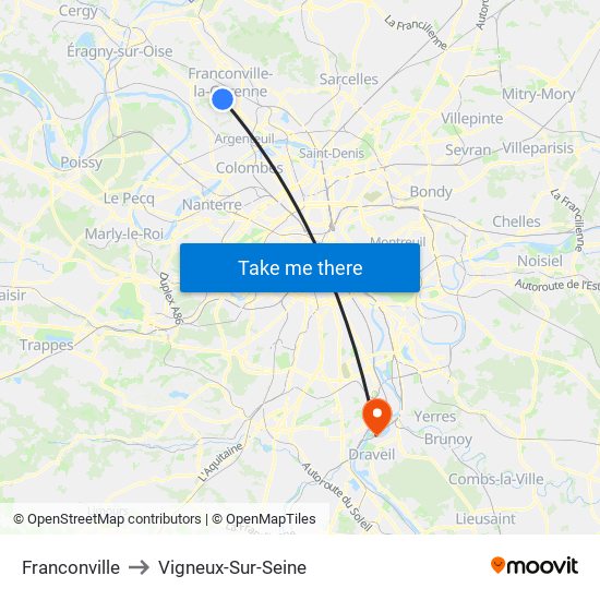 Franconville to Vigneux-Sur-Seine map