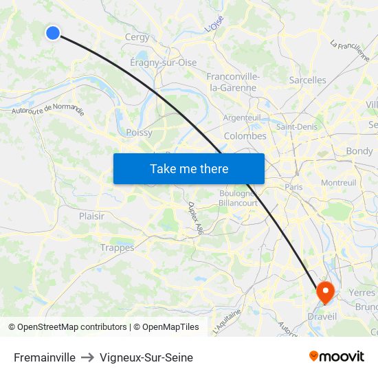 Fremainville to Vigneux-Sur-Seine map