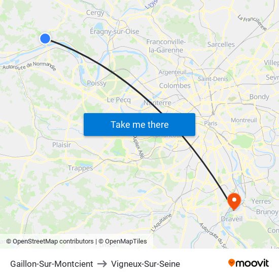 Gaillon-Sur-Montcient to Vigneux-Sur-Seine map