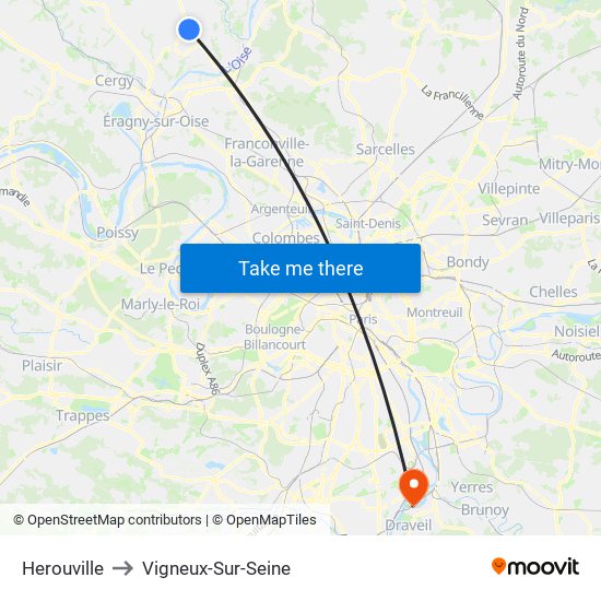 Herouville to Vigneux-Sur-Seine map