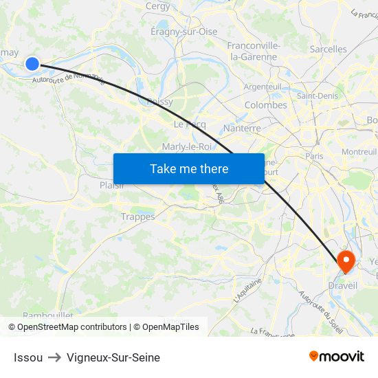 Issou to Vigneux-Sur-Seine map