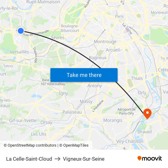 La Celle-Saint-Cloud to Vigneux-Sur-Seine map