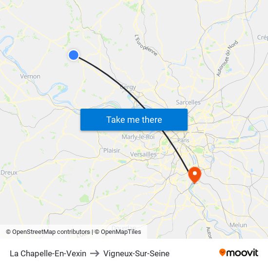 La Chapelle-En-Vexin to Vigneux-Sur-Seine map