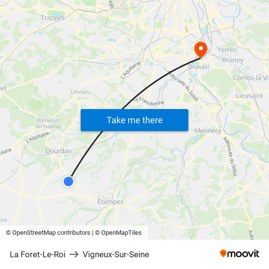La Foret-Le-Roi to Vigneux-Sur-Seine map