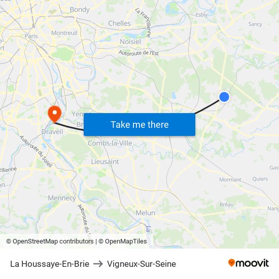 La Houssaye-En-Brie to Vigneux-Sur-Seine map