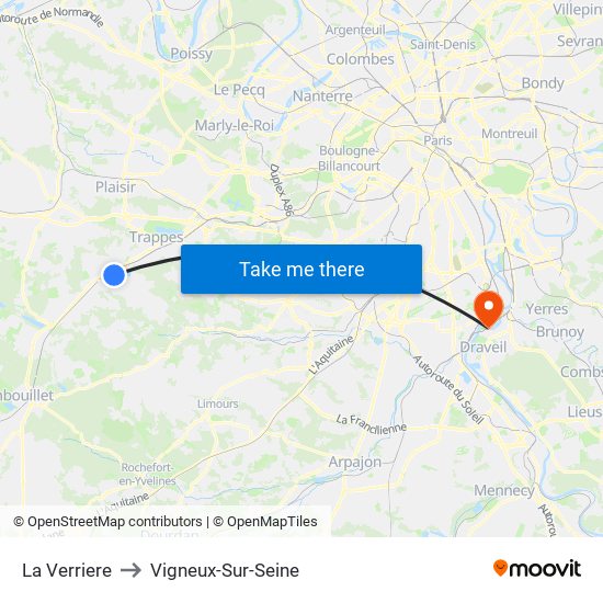 La Verriere to Vigneux-Sur-Seine map