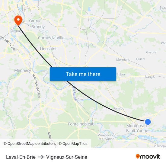 Laval-En-Brie to Vigneux-Sur-Seine map