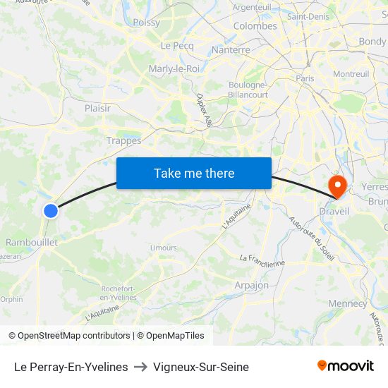 Le Perray-En-Yvelines to Vigneux-Sur-Seine map