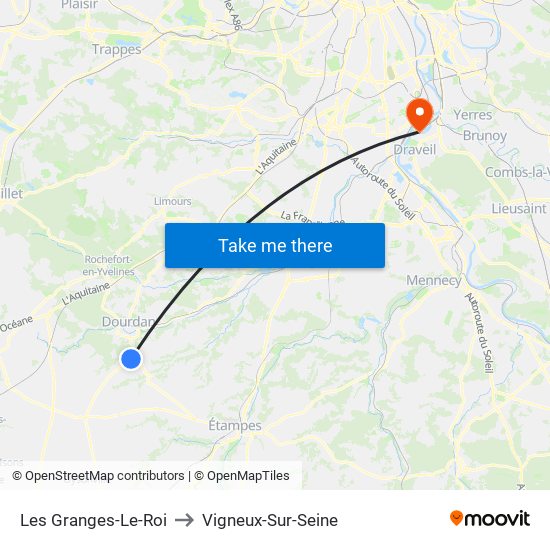 Les Granges-Le-Roi to Vigneux-Sur-Seine map