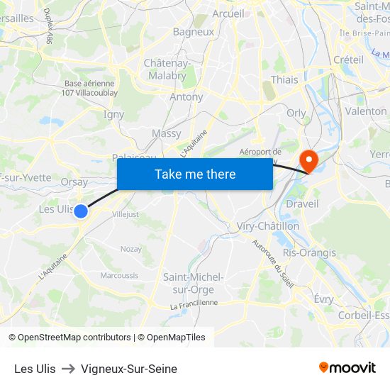Les Ulis to Vigneux-Sur-Seine map