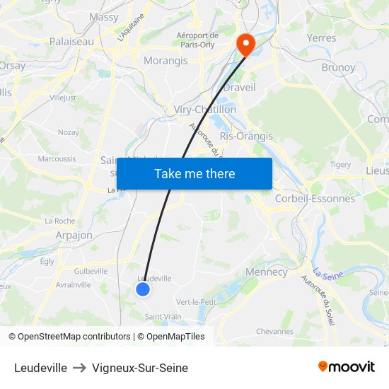 Leudeville to Vigneux-Sur-Seine map