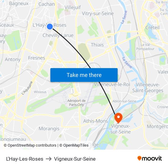 L'Hay-Les-Roses to Vigneux-Sur-Seine map