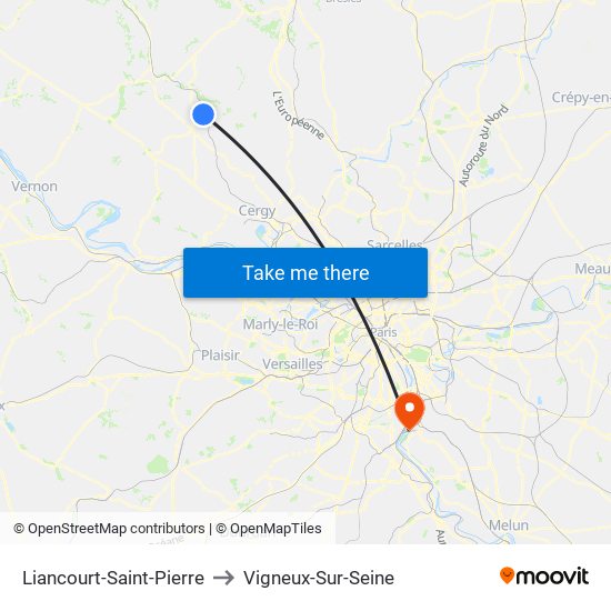 Liancourt-Saint-Pierre to Vigneux-Sur-Seine map