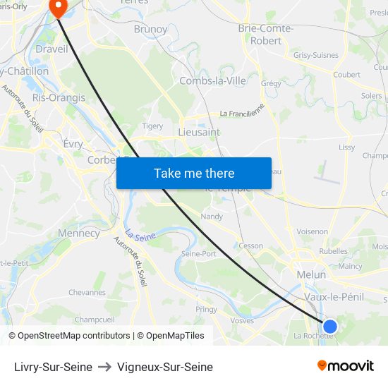 Livry-Sur-Seine to Vigneux-Sur-Seine map