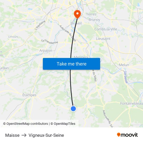 Maisse to Vigneux-Sur-Seine map