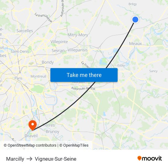 Marcilly to Vigneux-Sur-Seine map