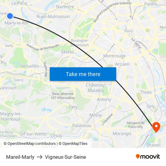 Mareil-Marly to Vigneux-Sur-Seine map