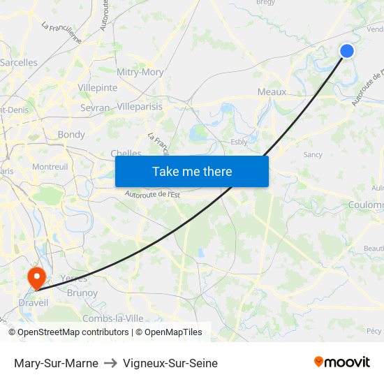 Mary-Sur-Marne to Vigneux-Sur-Seine map